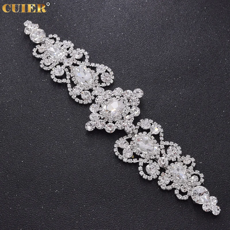 1Piece Glass Strass Wedding Dress Belt Sash Appliques Trim AB Color Rhinestones Clothings Patches Trim Sewing Decorations DIY