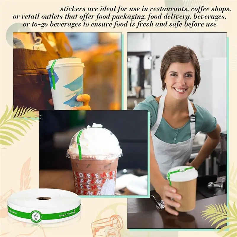 LICE-500 Pcs Safe Secure Tamper Evident Seals Stickers For Drink Lids Food Delivery Stickers Sealed For Freshness Labels