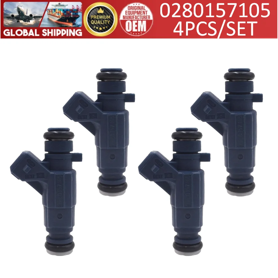 4 Inyectores de Combustible 0280157105 para Chevrolet Aveo, Sail, Prisma, Agile, Cobalt, Montana, Flex, Corsa 1.2L 1.4L 2011-2016 # 94702523