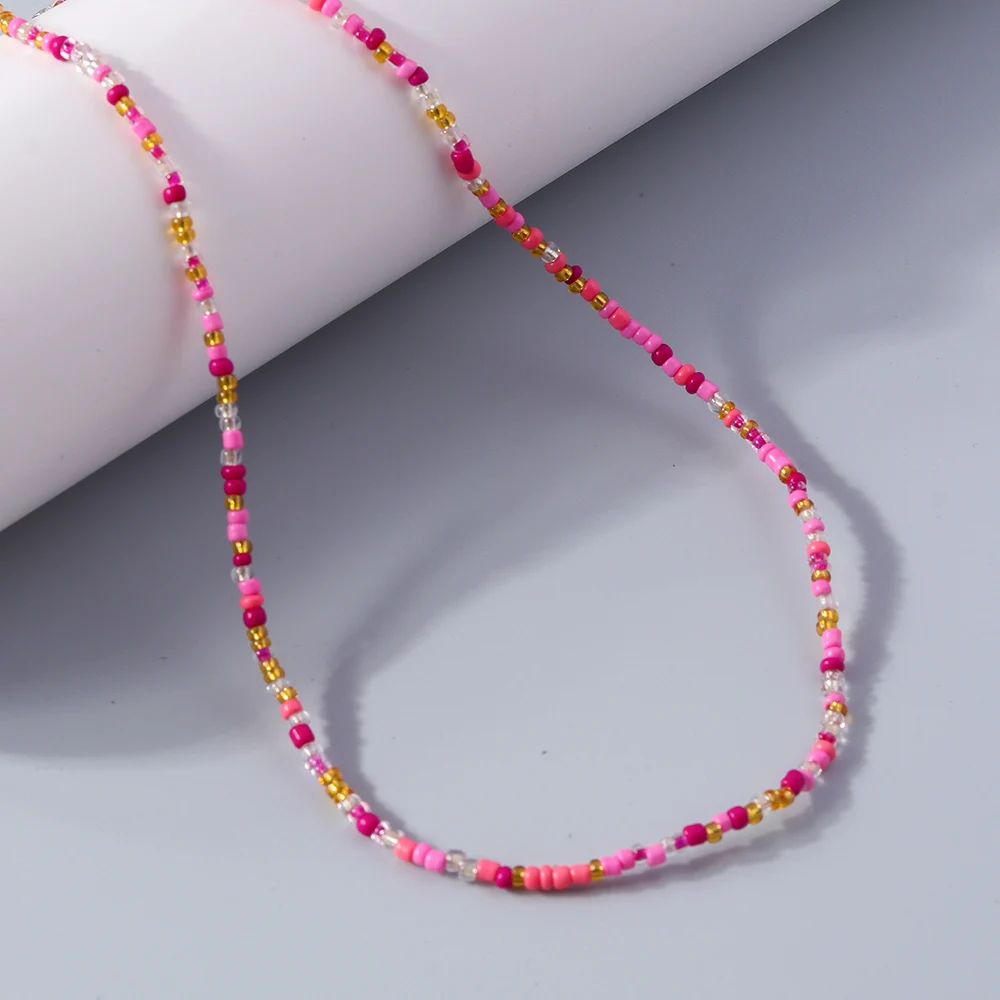 Modische, bunte, handgefertigte Perlenkette für Damen und Mädchen, Party- und Festivalschmuck, Geschenkidee – Detail 11