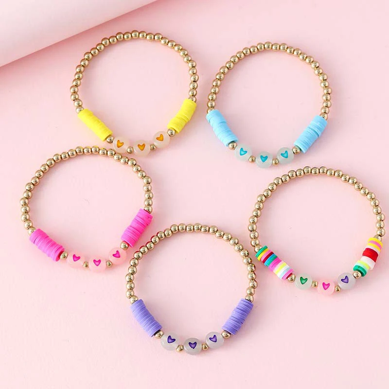 5Pcs/set Handmade Luminous Love Heart Beads Bracelet for Woman Girls Friendship Party Birthday Jewelry Gift