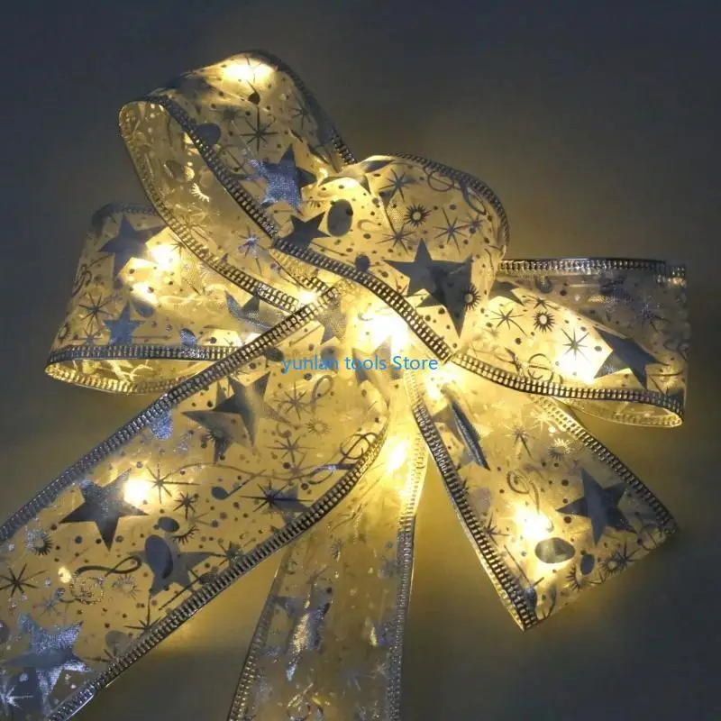 

50LB Christmas Bowknot with Led Light Pendant for Creative Tree Decor Supplies for Children Girls Boys Birthday Party Decor