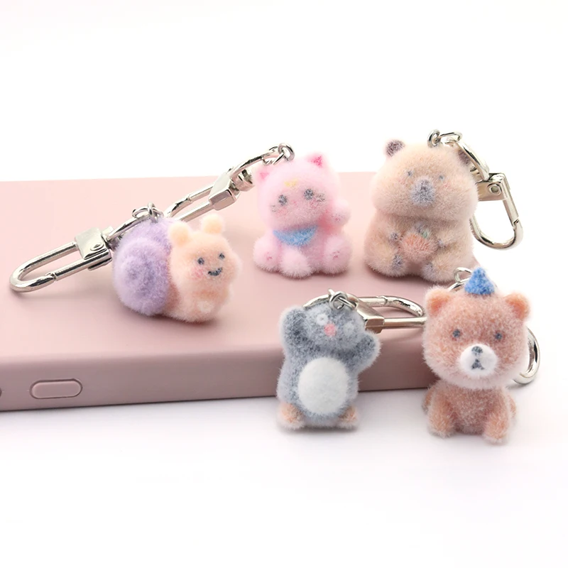 

20 шт. плюшевые подвески для собак, медведей, кошек, милые животные, флокированные украшения из смолы для изготовления ювелирных изделий, серьги, брелок, аксессуары