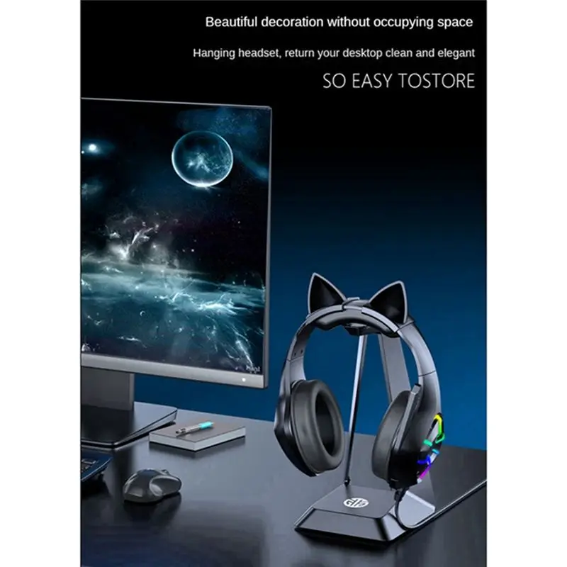 [N11R} Headphone Stand Headset for All Headsets Gamers Gaming PC Accessories Desk Portable Headphone Stand Holder Rack, Pink
