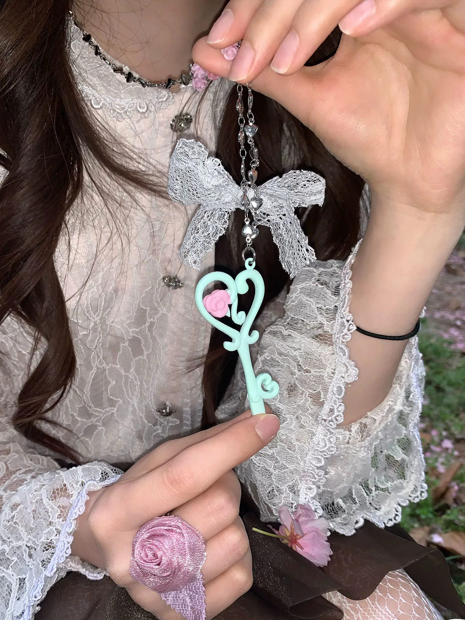 2026 New Y2k Necklace Handmade Yellow Ribbon Bownot Key Drop Pendant Sweet Ins Vintage Choker for Women Girl Wife Jewelry Gift