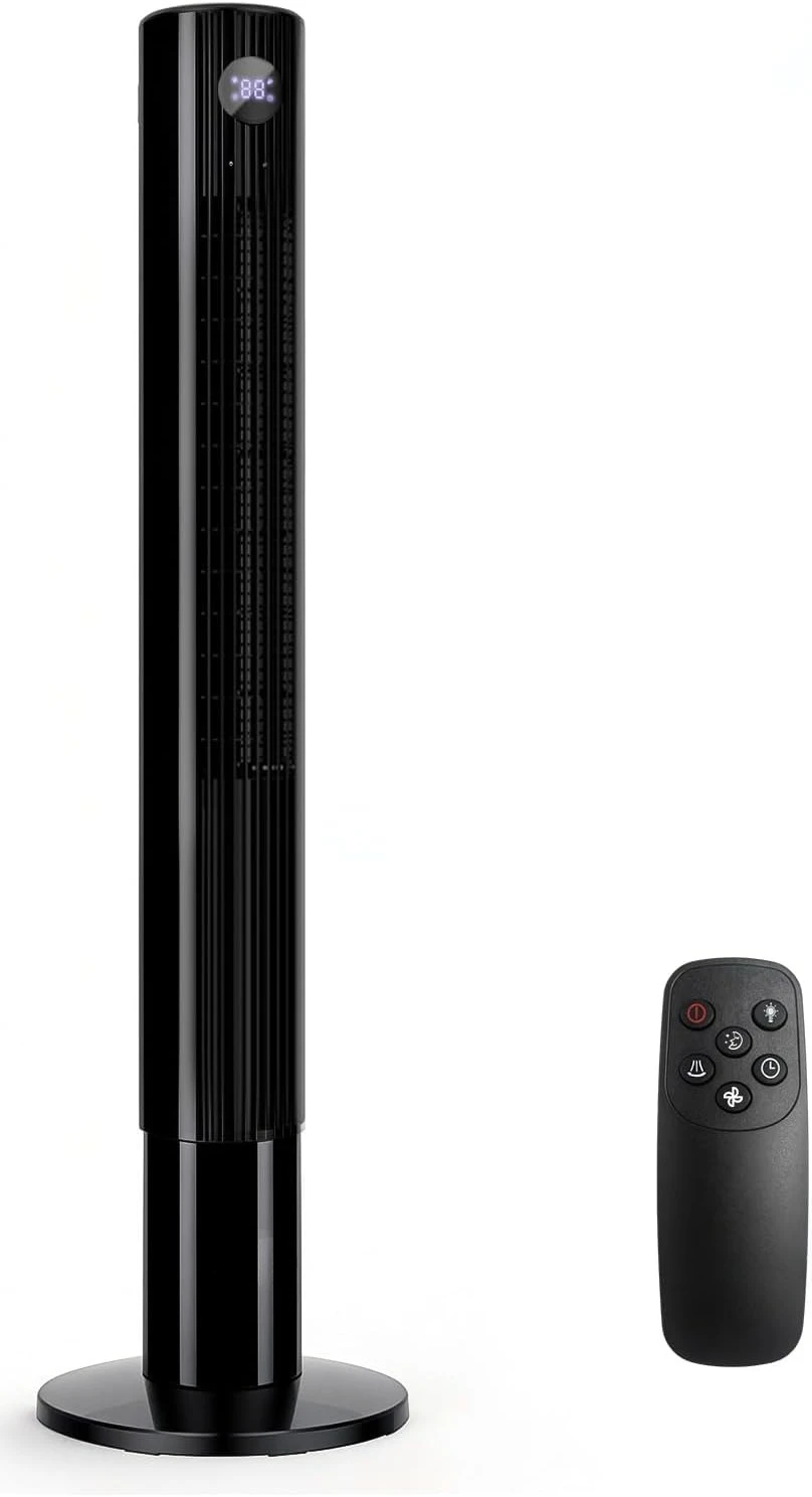 Ventilateur colonne silencieux avec télécommande, oscillation 85° ° Minuterie 12H, 28 dB, LED