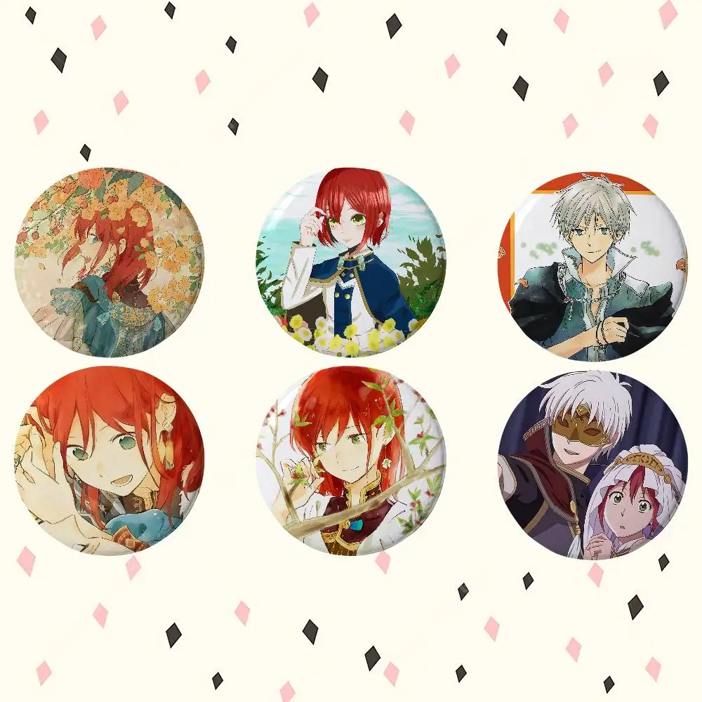 Cartoon Schneewittchen mit den roten Haaren Anime Rundes Laser-Abzeichen Cartoon-Brosche Kleidung Rucksack Accessoires Reversnadel