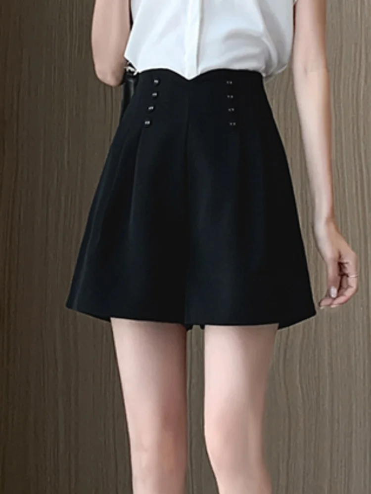 SMTHMA Casual Women's Shorts A-line High Waist Short Chic Office Lady Shorts Vintage Female Trousers Spring Summer