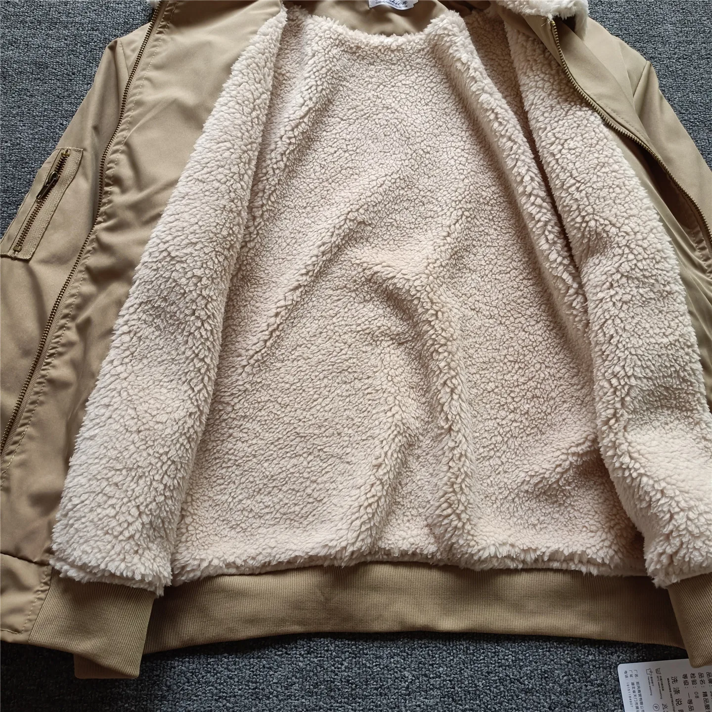 

Autumn Winter Thiened Lamb Velvet Collar Jaet Zipper Casual Loose Men's Cotton Clothes Faion Urban Sle Long Sve Coat