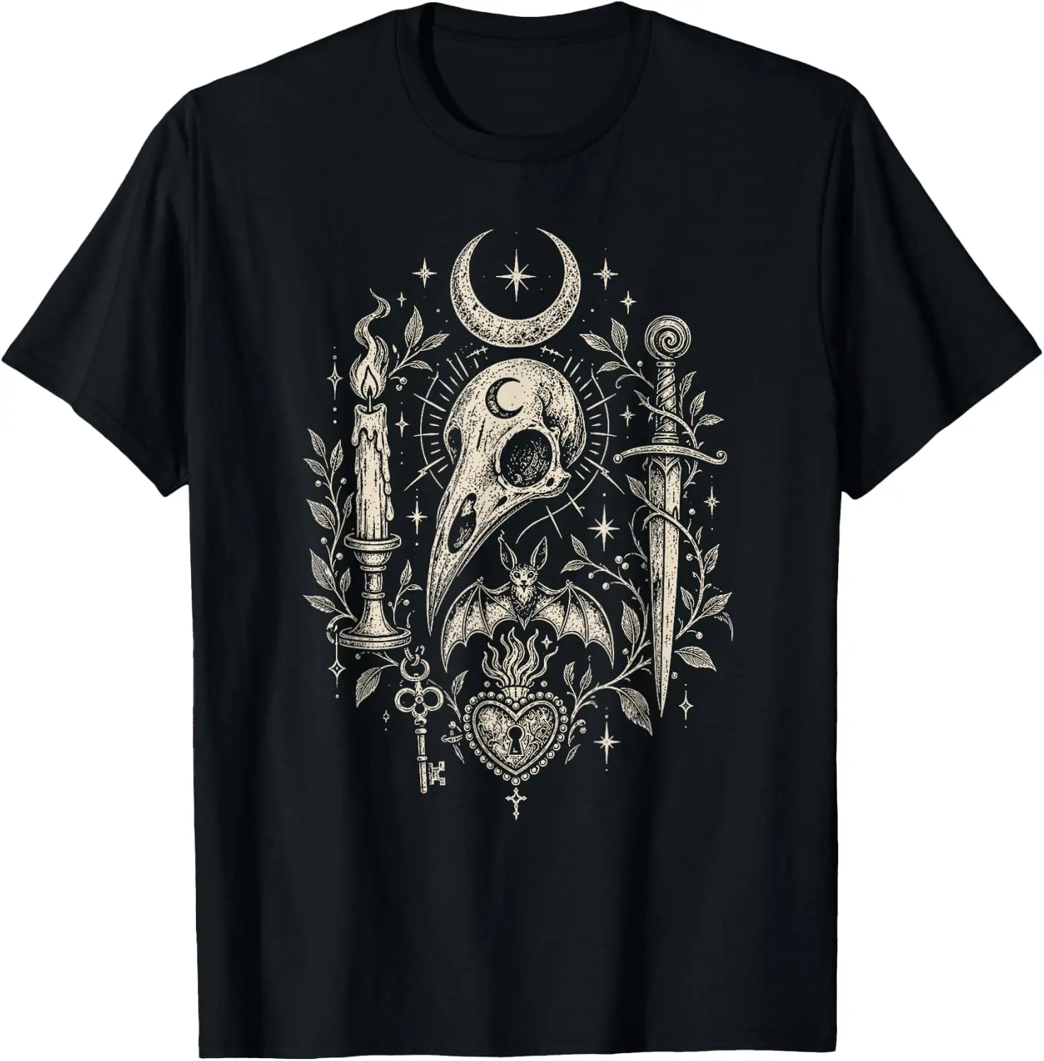 Vamp Romantic Gothic Raven Skull Halloween Men Women T-Shirt Breathable, heavyweight pure cotton short-sleeve top—stylish, plus-size, and suitable for year-round wear with a sporty, casual vibe