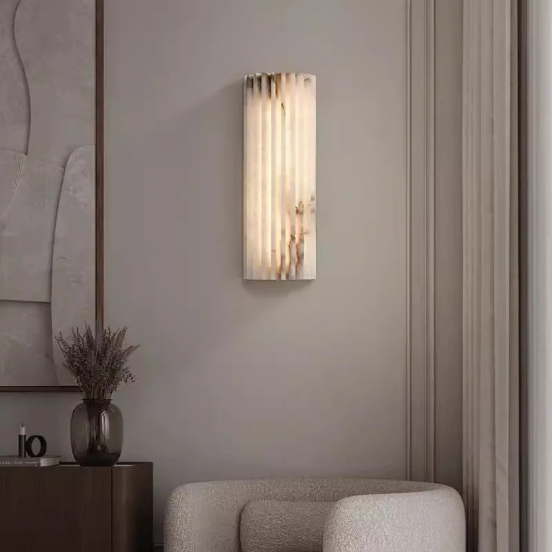 Creative Real Marble LED Wall Lamp Art Deco Room Decoration Sconce Parlor Restaurant Hotel Bathroom Stone Lighting