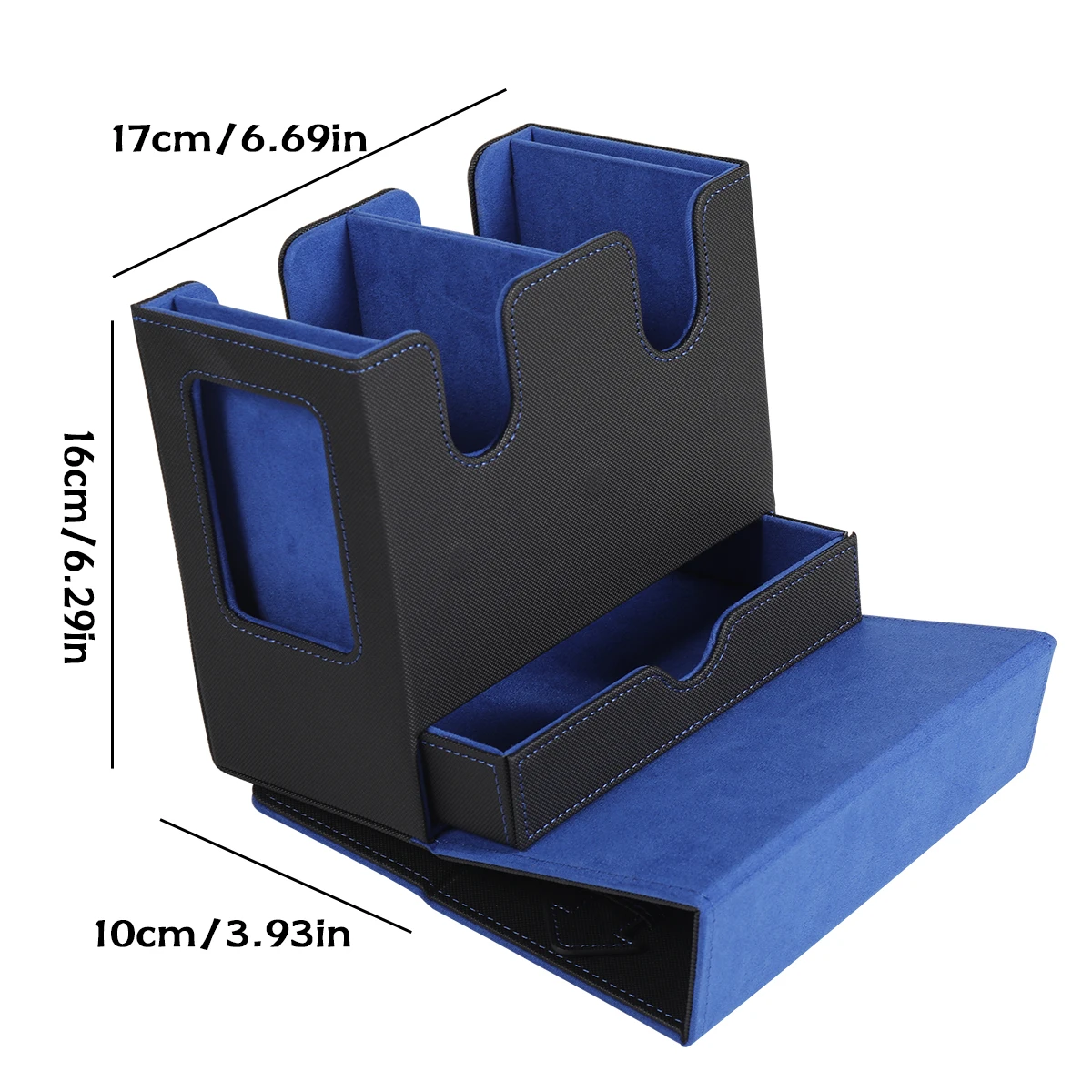 DIY storage box with small box, side window, and handle for easy carrying when going out. Made of PU leather material