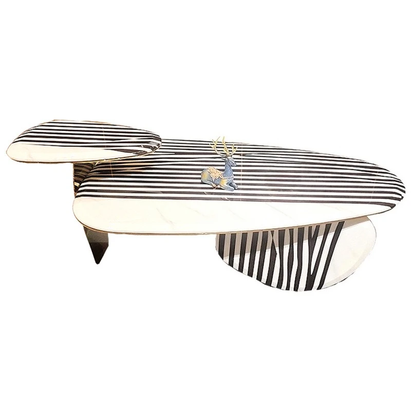 

Light luxury stainless steel high and low zebra tea table