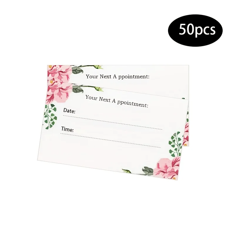 50pcs Appointment Reminder Cards with Floral Patterns, Suitable for Business, Hair Salons, Beauty Services and Other Places