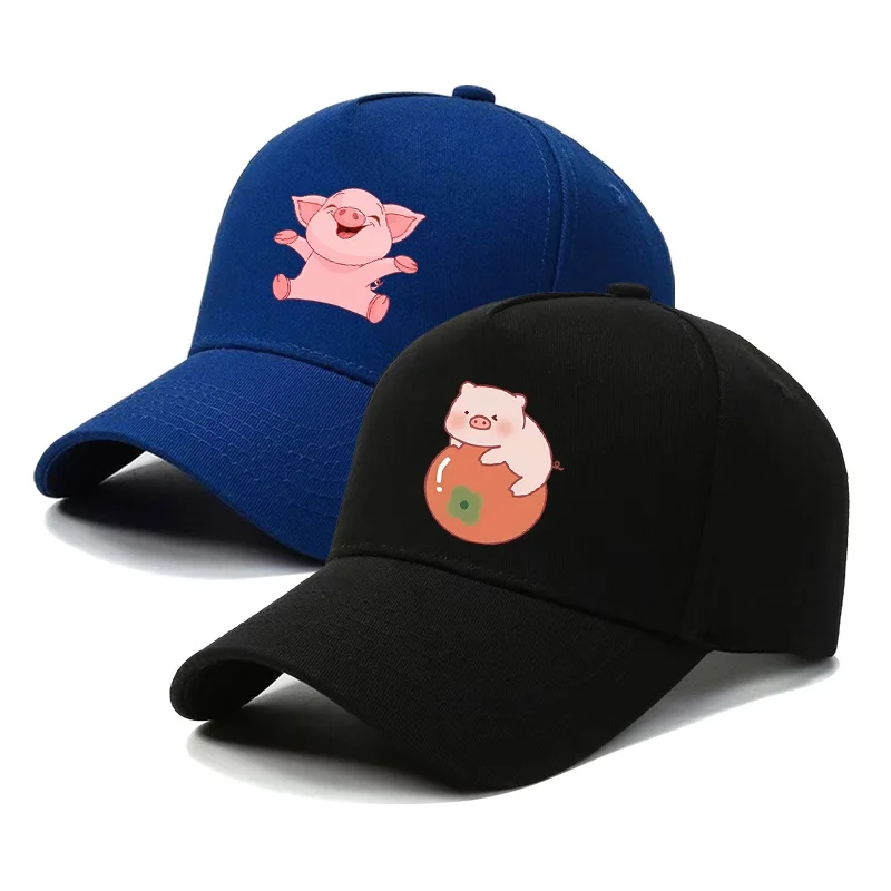 

Розовая повседневная бейсболка Pink Pig для активного отдыха, модная кепка для подростков, хлопковая панама унисекс, кепка-уточка с круглым верхом