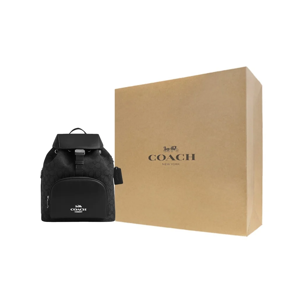 COACH PACE Jacquard With Calfskin Backpack Large Women's Black & Silver CT812-SBKBK view 4