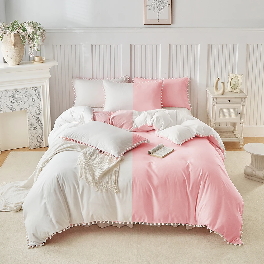 Duvet Cover Bedding Set Twin Full Queen King Size 135x200 Nordic Quilt Cover 240x220 Double Single Ball Tassel Bed Linen 200x200