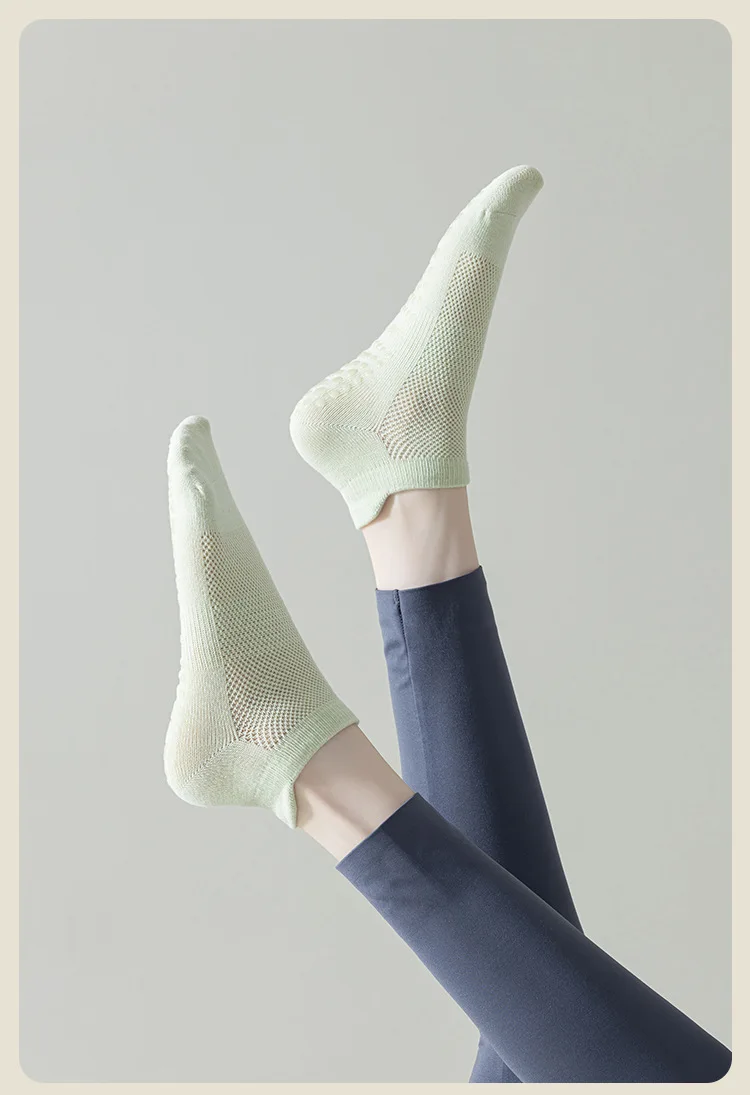 4 Paar rutschfeste Yoga-Socken für Damen, Baumwolle, niedrig geschnitten, Pilates-Socken, Gym, Fitness, Tanz, Sport, Bodensocken mit kurzem Griff – Detail 16