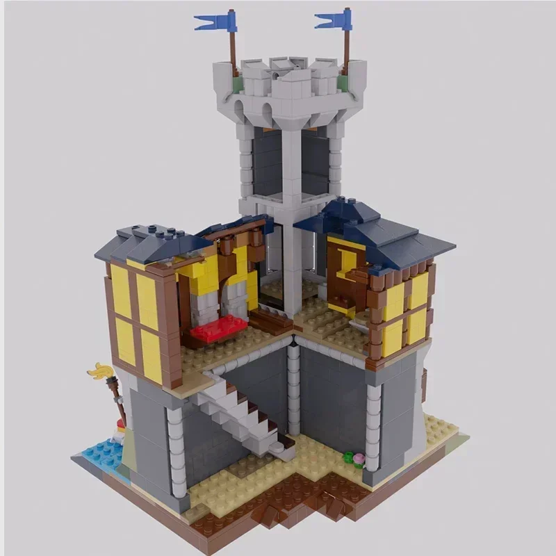 Bloques de construcción Moc, modelo de Castillo militar, tecnología de esquina de Castillo, bloques de fortaleza Modular, regalo, juguetes de Navidad, conjuntos DIY de montaje