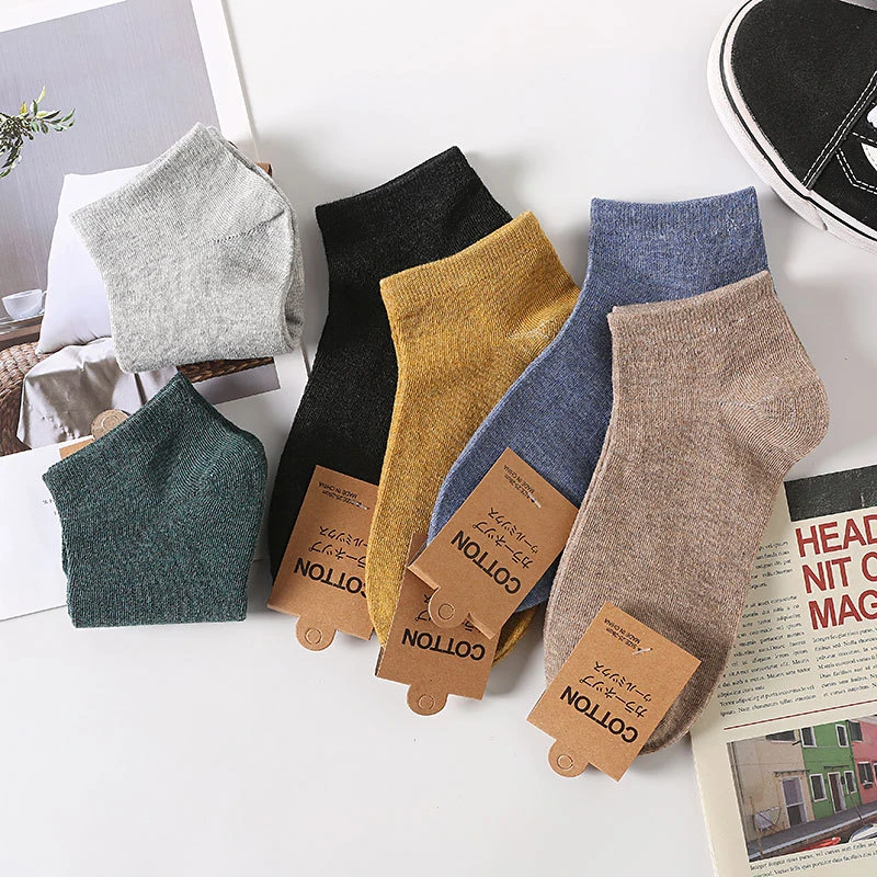 Cotton Men Socks Pack Breathable Socks Set High Quality Short Socks Black Ankle Short Gift For Man Size 38-44 Sox 5 Pairs 1 Lot