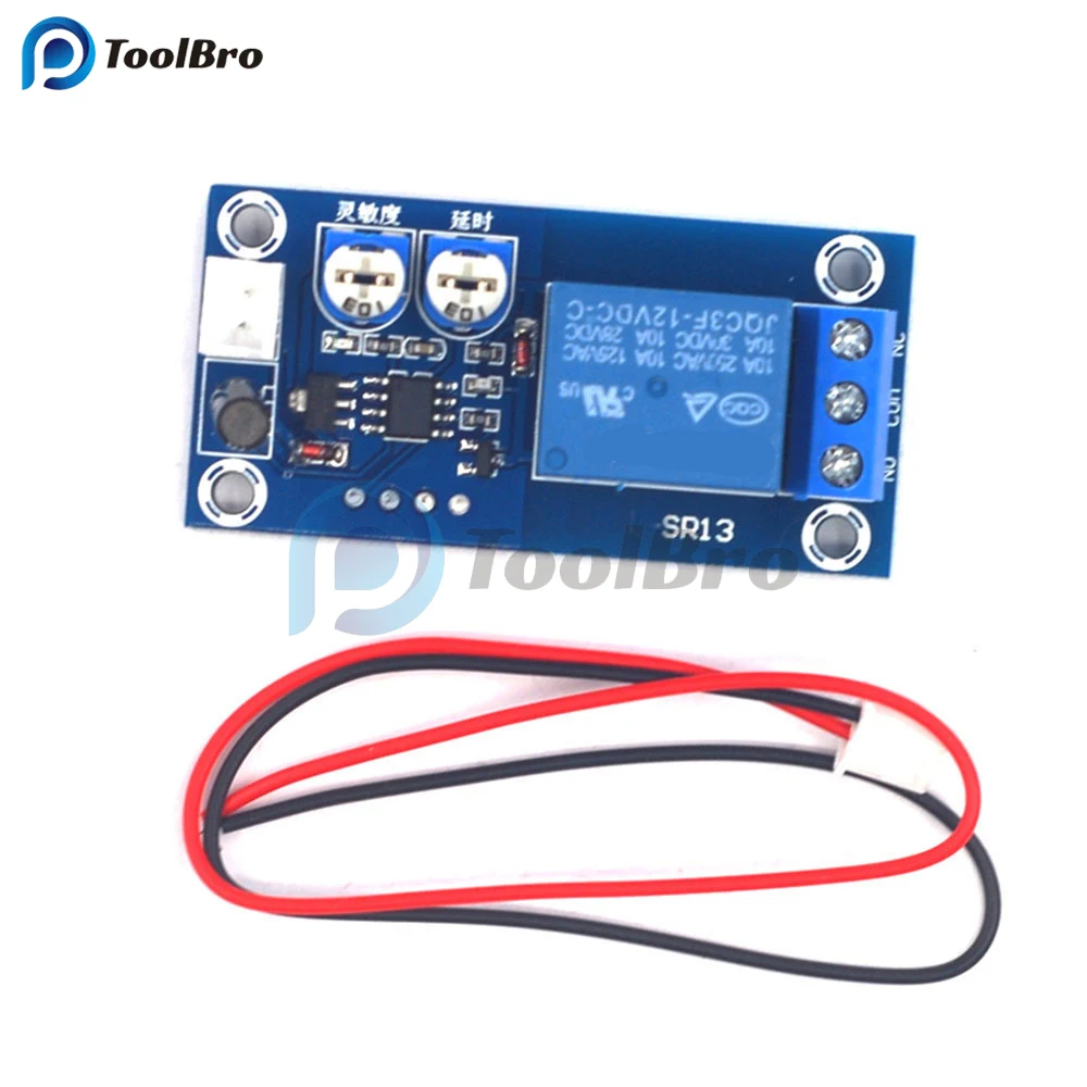 12V Vibration Sensor Module Shock Sensor Relay Switch Adjustable Sensitivity Time Delay Relay Timer Relay