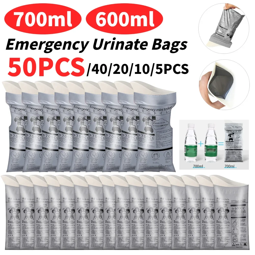 50-4PC Outdoor Emergency Urine Bags 600/700ml Disposable Travel Mobile Toilet Portable Urinal Bag for Female Male Vomiting Bag