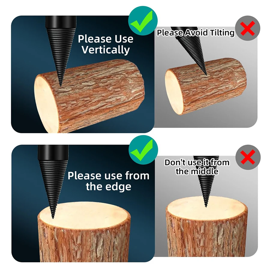 32/42mm Wood Drill Bit Twist Firewood Splitting Drill Bit Wood Splitter Screw Cones Bit Square Round Hexagonal For Hammer Drill