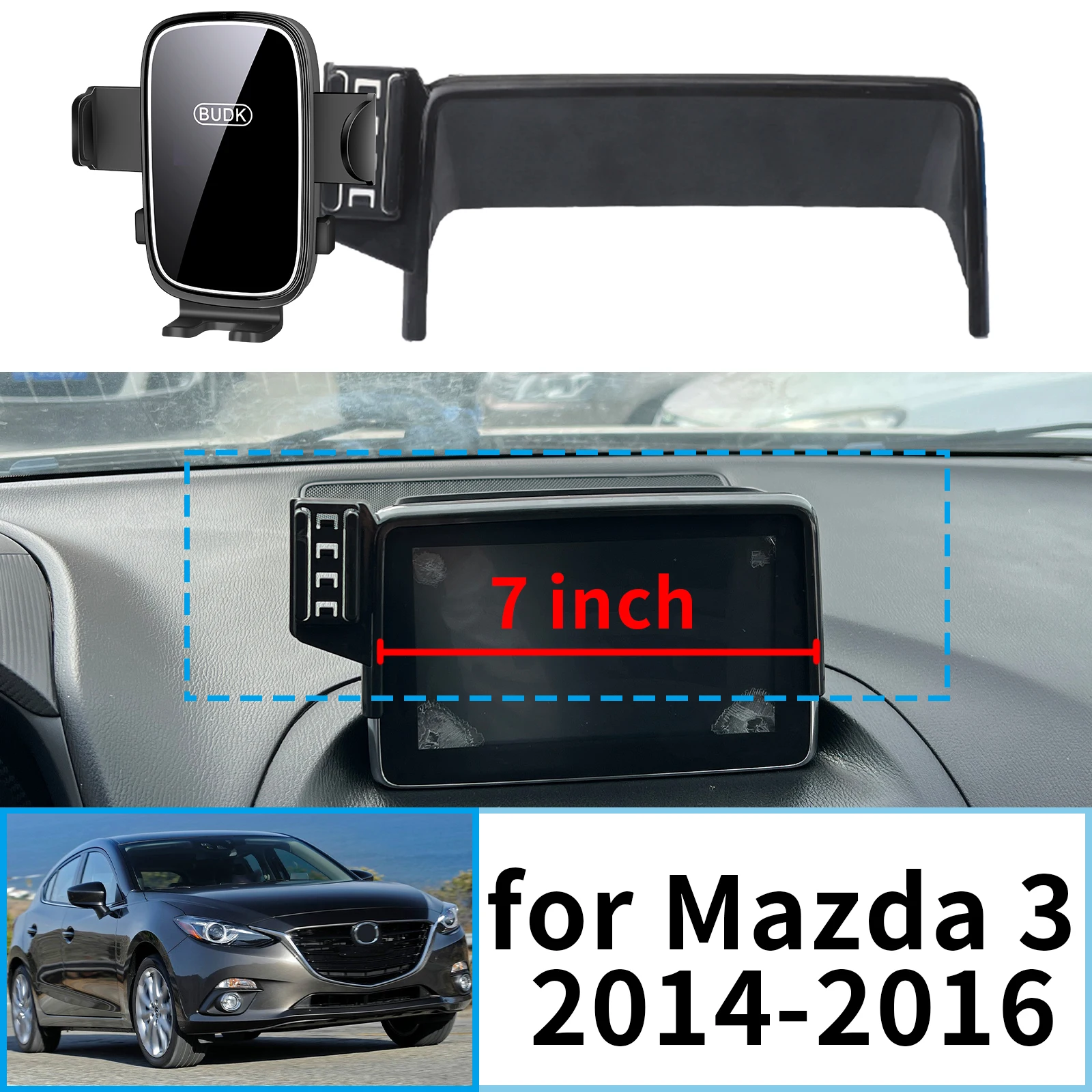 

fit for Mazda 3 Mazda3 BM BN 2014 2015 2016 Stable Clip-On Phone Holder​​ Mount Screen Base No Vibration​ Car accessoires