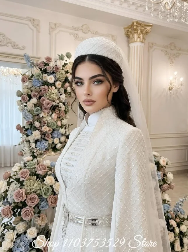 Middle Easten Traditional Arab Muslim Wedding Dress Customized Ethnic Turkish Kaftan Islamic Bridal Gown Evening Gown 2026