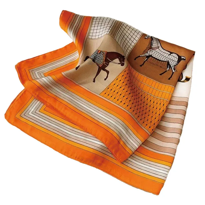1 stücke 70x70 Imitation Seide Satin Haar Schal Frauen Taschentuch Gedruckt Weibliche Quadratischen Kopf Bandana Kleine Hals schalldämpfer Hijab Dame