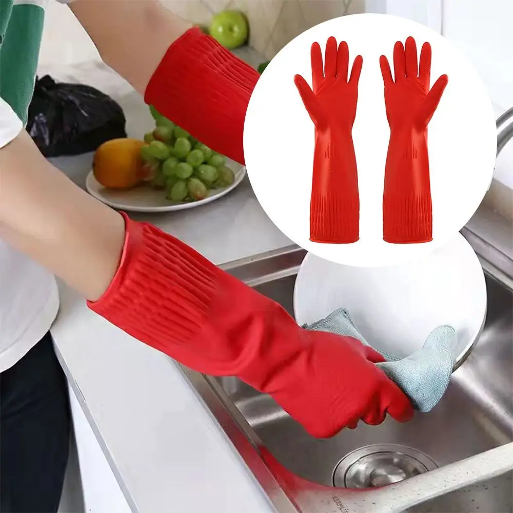 1 Pair Waterproof Heavy Duty Rubber Gloves Thick Extra Long Protective Gauntlets Chemical Resistant Acid Oil Resistant