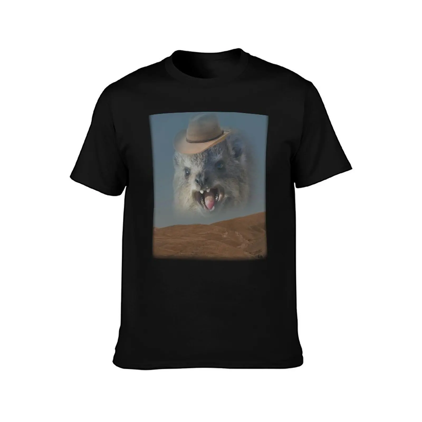 Funny Screaming Cowboy Hyrax Meme T-Shirt Big Size Crew Neck T-Shirt