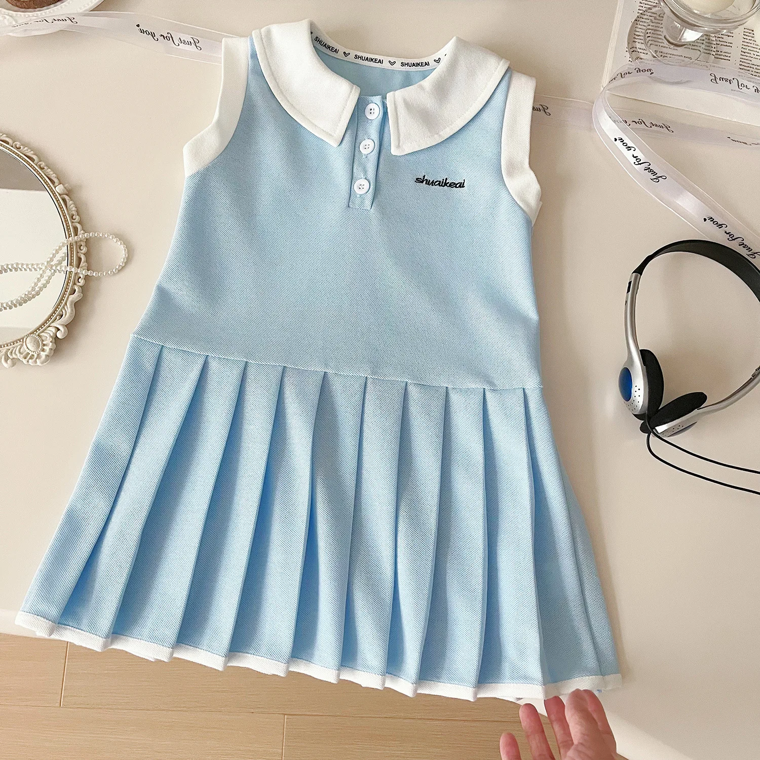 Girls Polo Shirts Dresses Summer 2024 Children Casual Vest Dress For Baby Girl Sports Clothes Kids Costume Dress Outfits 5 6 7Y image 3