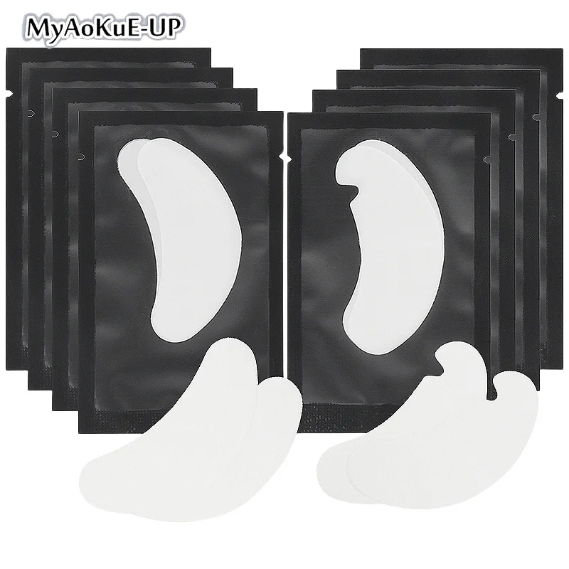 50 Pairs Black Eyelash Extension Patch Hydrogel Eye Pad Gel Paper Eyelashes Stickers Lash Extension Supplies Makeup Tools