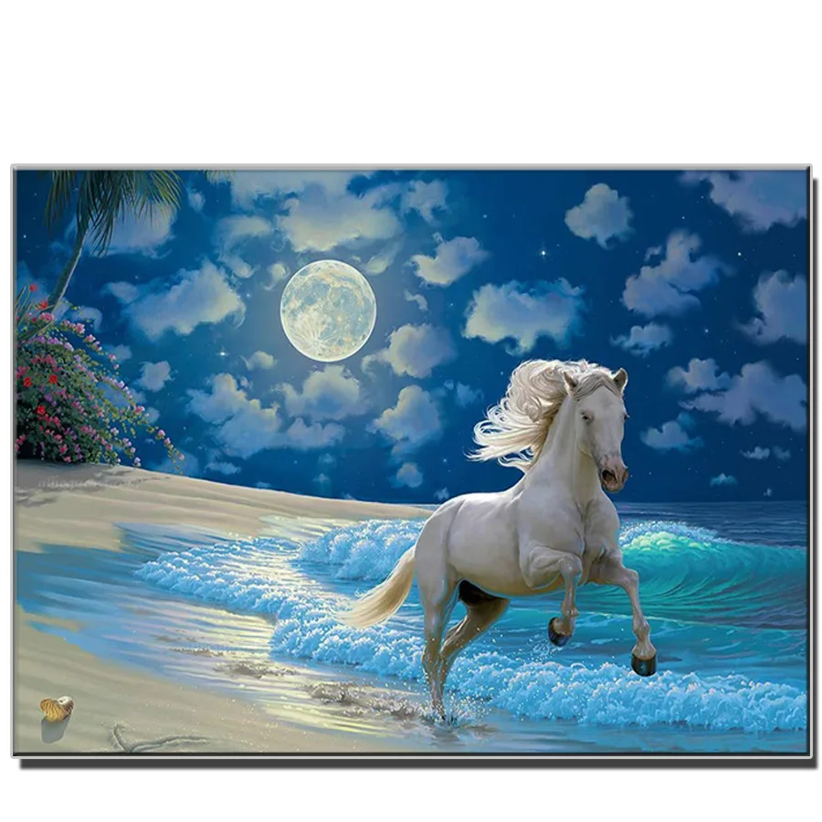 

full drill Horse running in the moonlight diamond painting picture rhinestones embroidery diamond mosaic 5d cross stitch decor