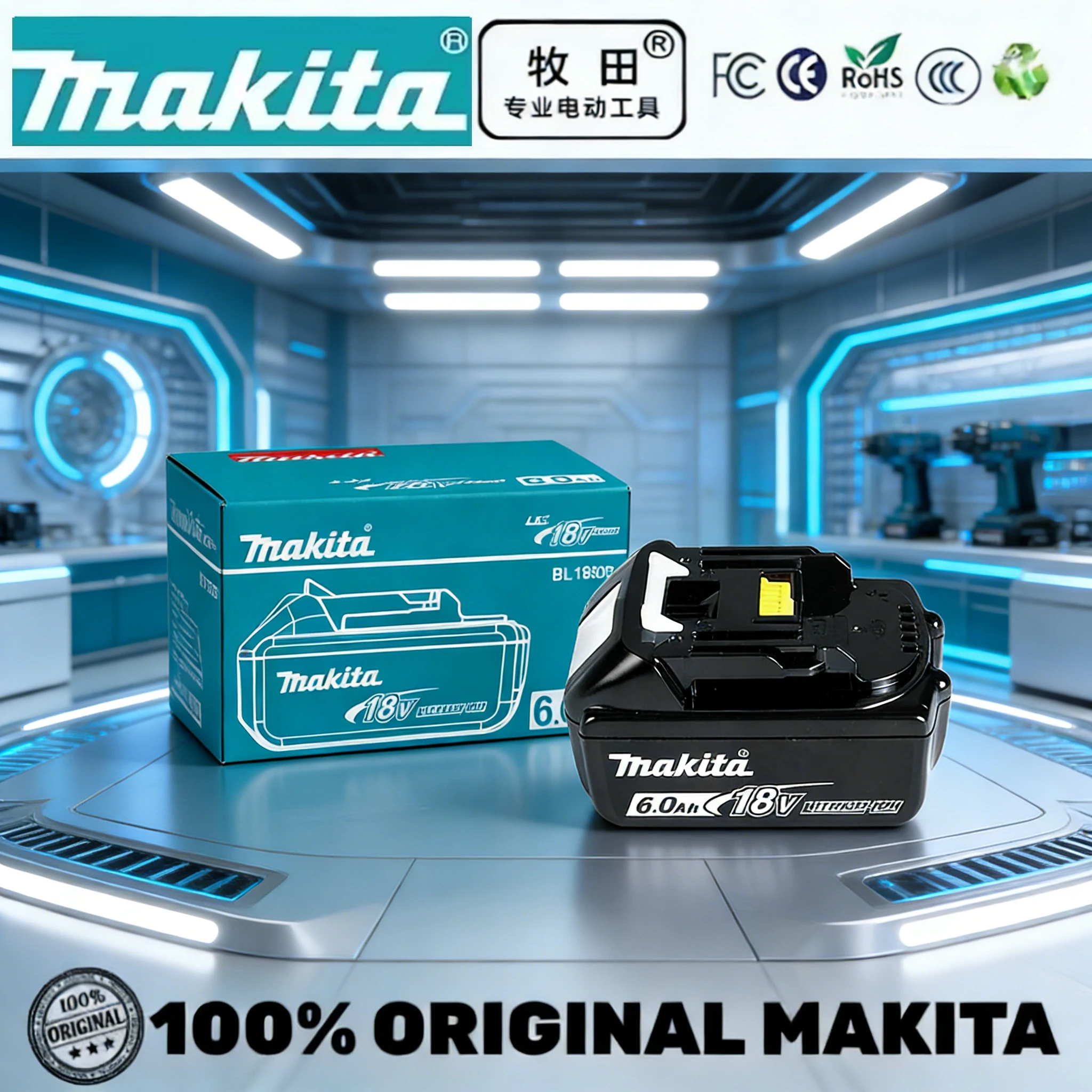

DHL 100% Original makita 18v battery 6.0 Ah Rechargeable Power Tool makita 18 v Battery, Replaceable LED Lithium-ion, BL1860B