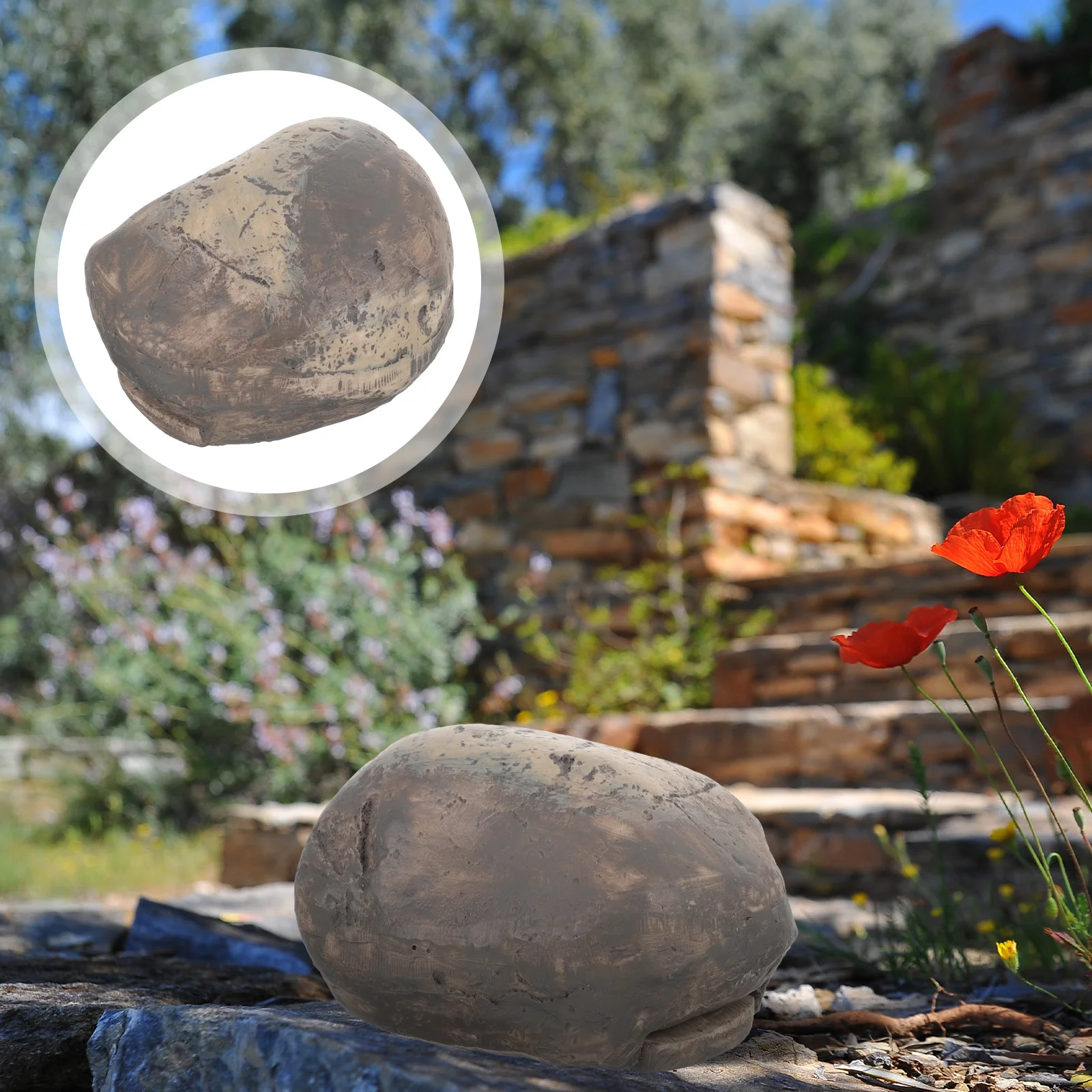 Stone Box Faux Outdoor Rocks Garden Storage Resin Fake Appearance Hider Weatherproof Rustproof Yard Holder Container Small Resin