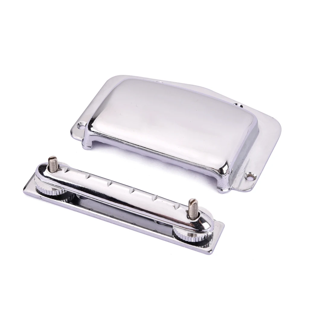 Guitar Pickup w/ Bridge Tailpiece Cover Chrome Guitar Bridge Tailpiece Musical Instrument Accessories for Teisco Electric Guitar