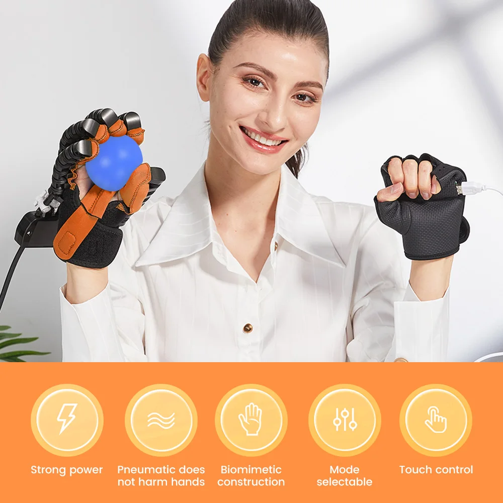

Stroke Hand Rehabilitation Robot Gloves, Cerebral Infarction Finger Trainer for Hemiplegia Hand Function & Rehab Training