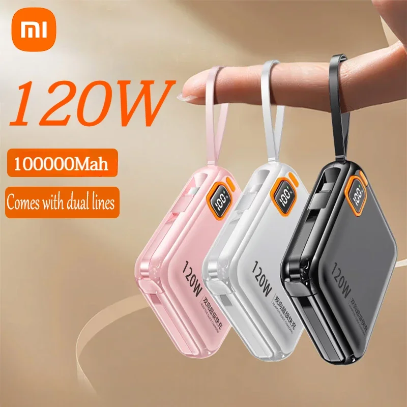 

2024 Xiaomi Power Bank 120W 100000mAh Two-way Fast Charging Mini Powerbank with High Capacity Cable for iPhone Samsung