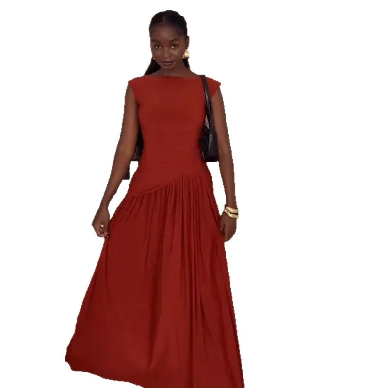 Весенняя мода 2024, новая женская одежда, однотонная облегающая плиссированная юбка, модный комплект 1294