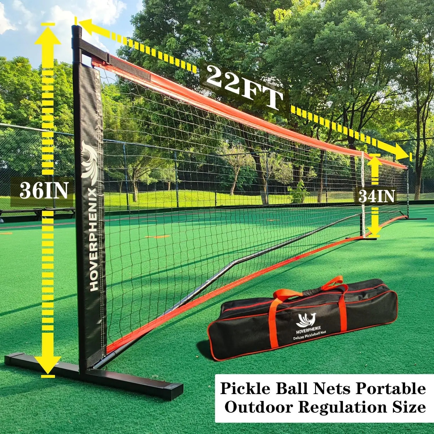 FT Regulation Size Pickleball Set met Net en Glasvezel Peddels Set van 4, Outdoor Pickleballs en Draagtas