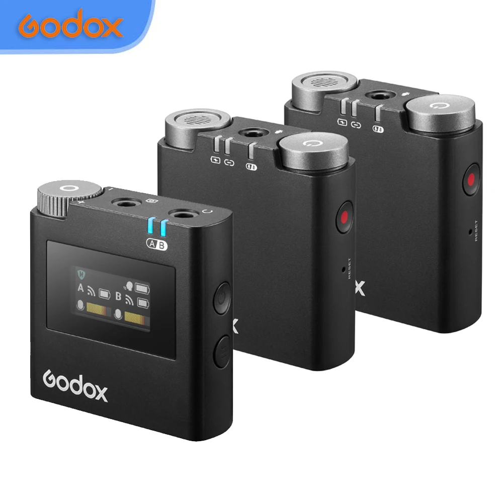 Godox Virso 2.4G UHF Compact Wireless Microphone Lavalier Lapel Mic Portable Audio Video Recording for Cameras Phone Tablets