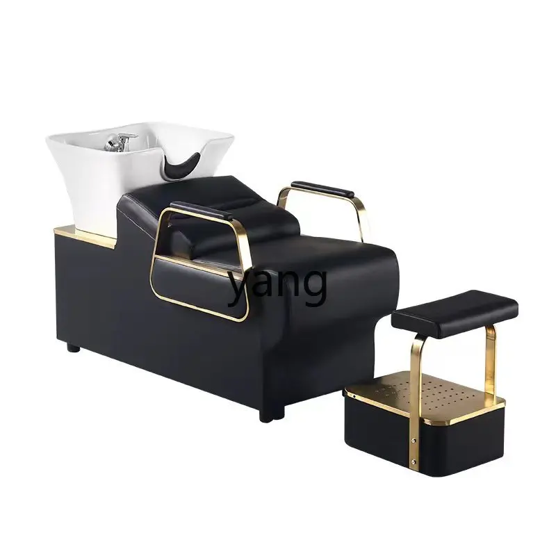 Yjq barber shop shampoo bed simple half-lying flush beauty ceramic basin shampoo bed