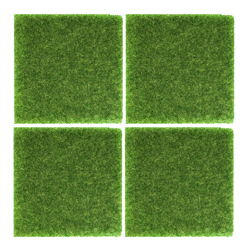 4 قطعة العشب الاصطناعي وهمية العشب البلاستيك حصيرة كوتابل الحديقة حصيرة طاولة الرمل DIY بها بنفسك الديكور وهمية العشب طاولة الرمل الديكور #1