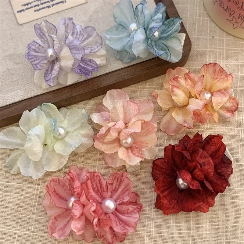

Retro Peony Flowers Hair Clips Big Cororful Flowers Hairpin Clip Korean Style Seaside Vacation Girl Hair Accessories