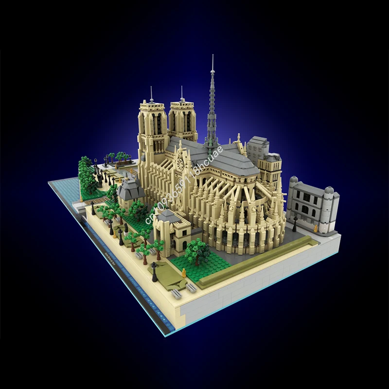 MOC Custom Modulair Beroemd Gebouw Notre-Dame De Paris Uitbreiding Display Model Bouwsteen Creatieve Montage Bakstenen Speelgoed Cadeau