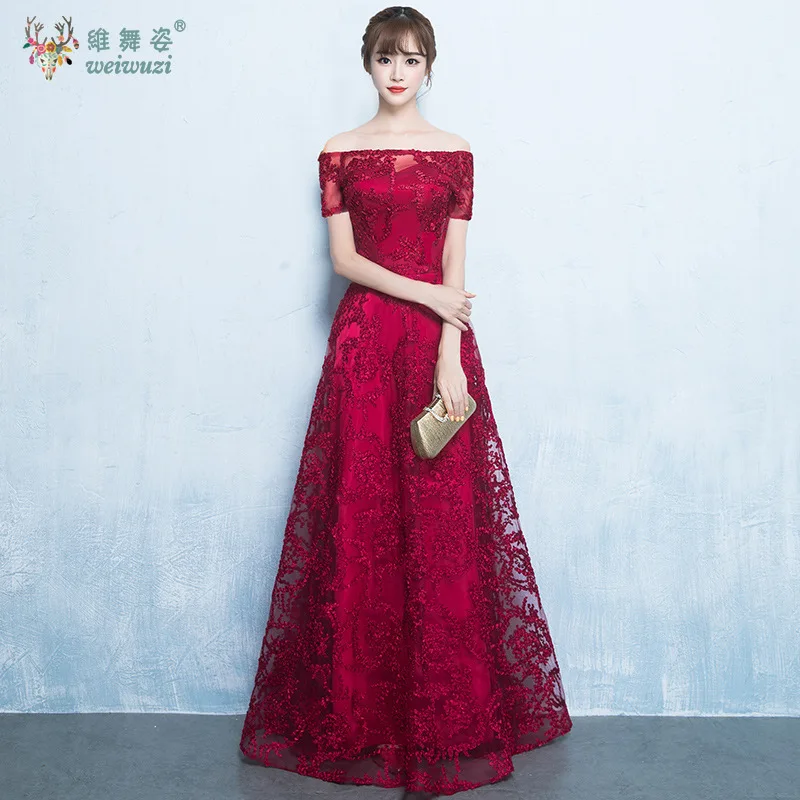 オフショルダー半袖メッシュ立体刺繍スリムフィットロングホストステージ衣装バックタイAラインイブニングドレス