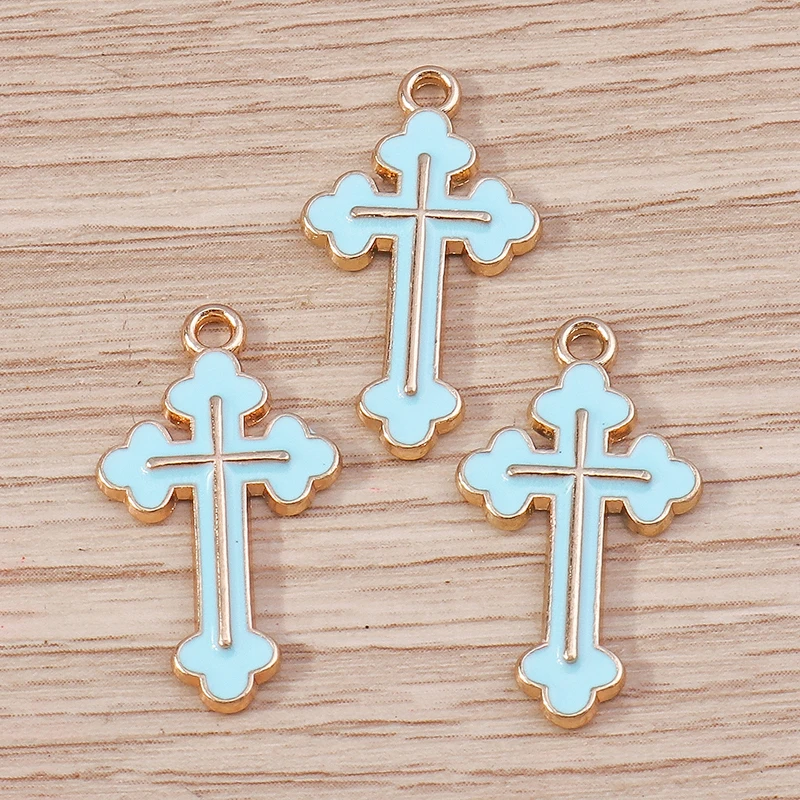 10pcs 13x25mm Punk Enamel Cross Charms for Jewelry Making Pendants Necklaces Earrings DIY Handmade Keychains Crafts Accessories