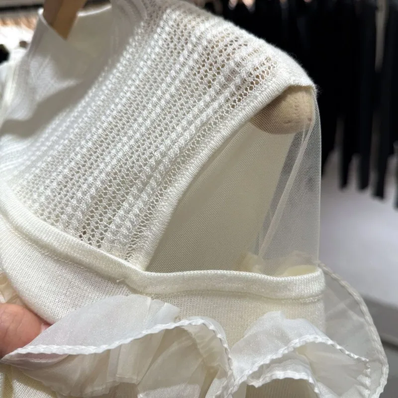 المرأة الدانتيل الربط محبوك سترة الخريف والشتاء موضة جديدة نمط الحد من العمر نصف الياقة المدورة الداخلية #4